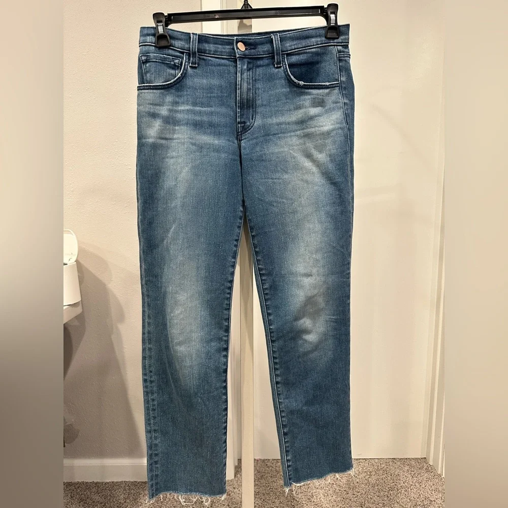 J Brand Adele Straight Jeans Sorority Raze Light Wash Raw Hem Women’s 27
